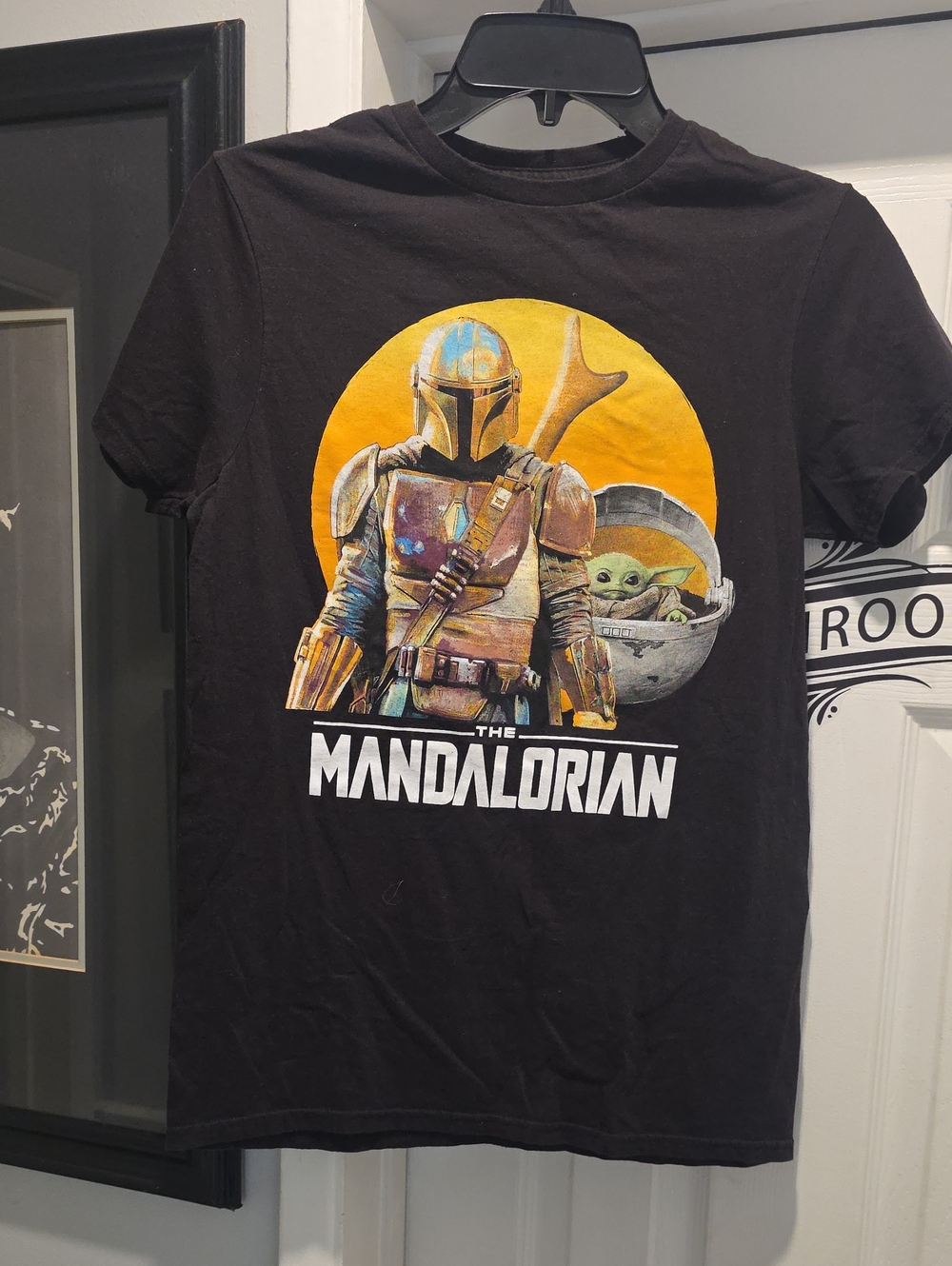 Fifth Sun Black Mandalorian Graphic Tee with Yellow Sun Art
